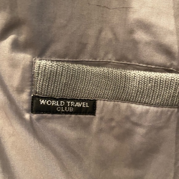 Vintage Gray World Travel Club Puffy Retro Men’s 2XL Racer Jacket RARE - Picture 7 of 8